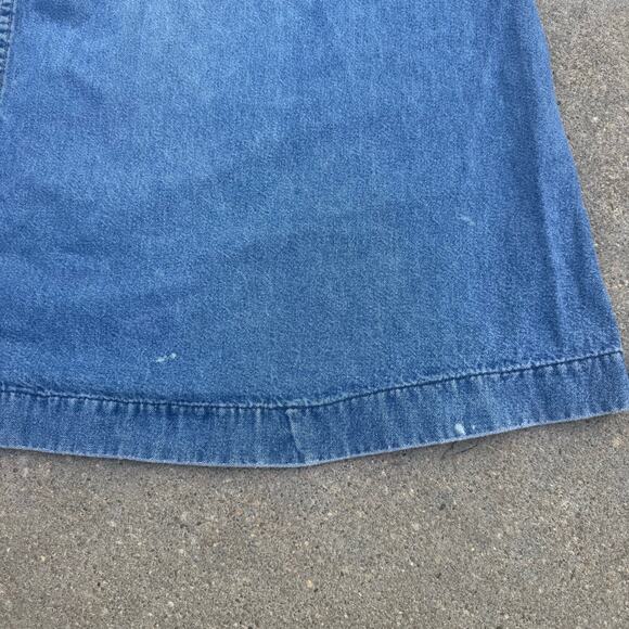 Vintage 80s OshKosh Two Tone Block V Yoke Midi A Line Jean Skirt Western 12 - Picture 4 of 10